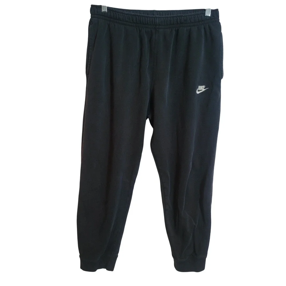 Nike Mens XL Sportswear Club Fleece Joggers Black Sweatpants Sporty Athleisure